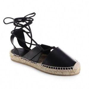 Black JIMMY CHOO lace up espadrille sandals